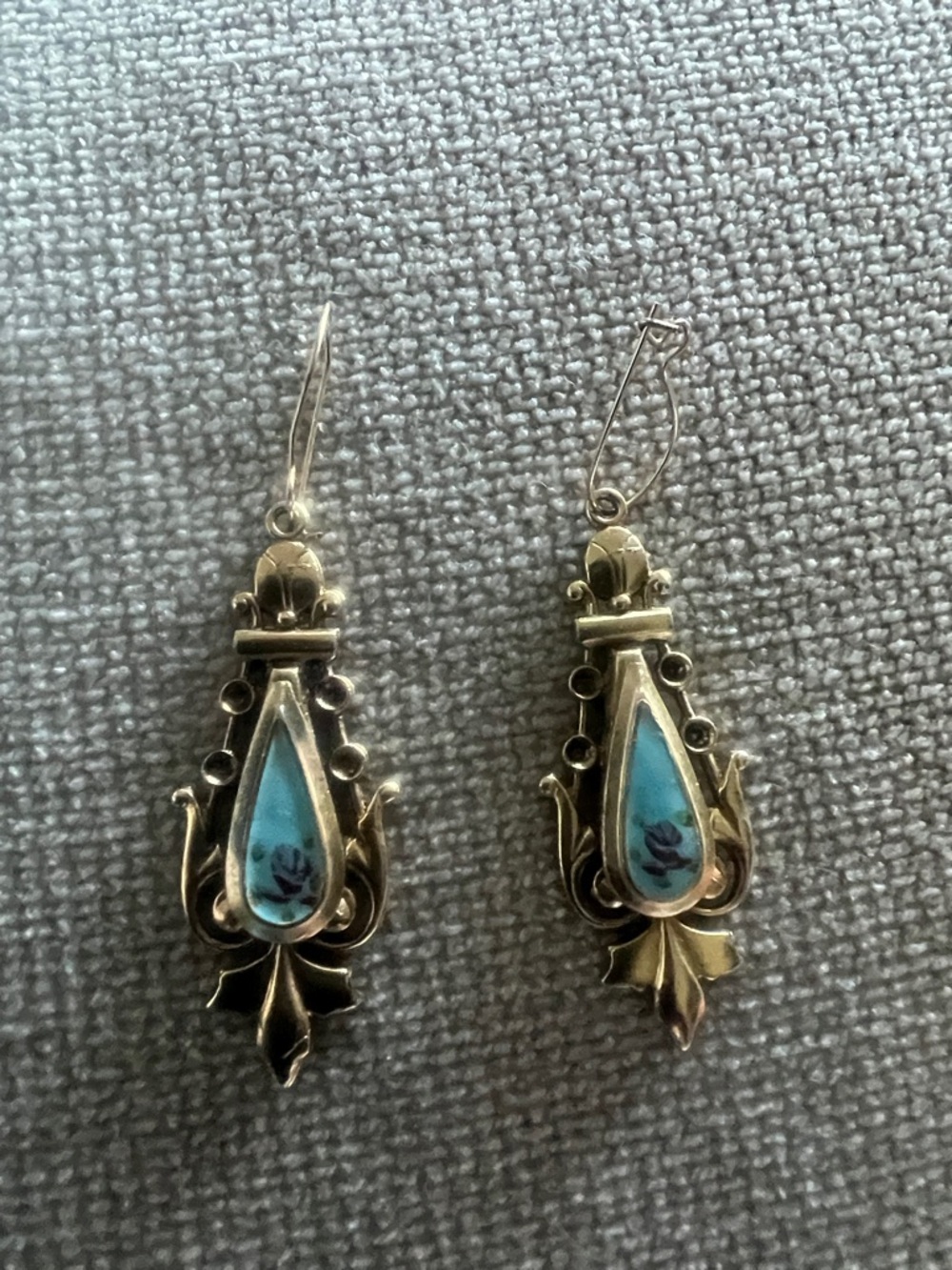 Drop Earrings with Turquoise Inlay